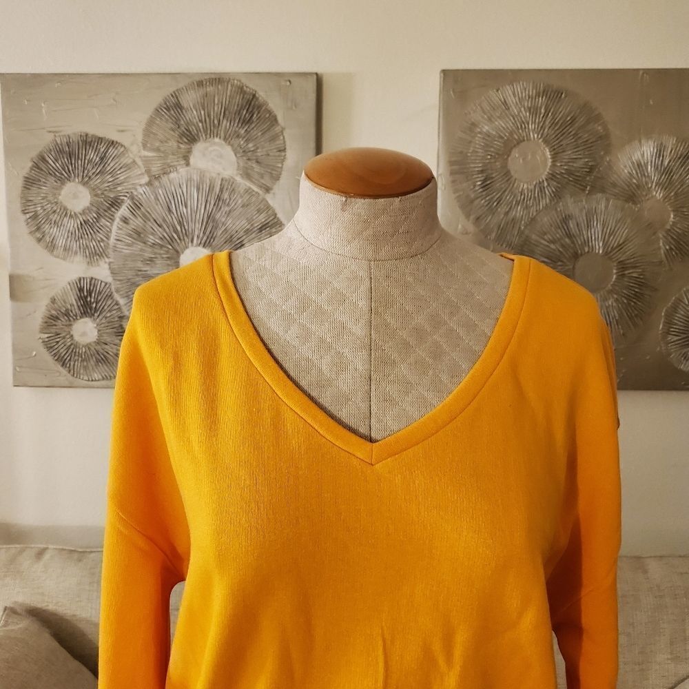 BP V-neck Fleece Sweatshirt size Medium in Orange Slice - NEW - Picture 3 of 10